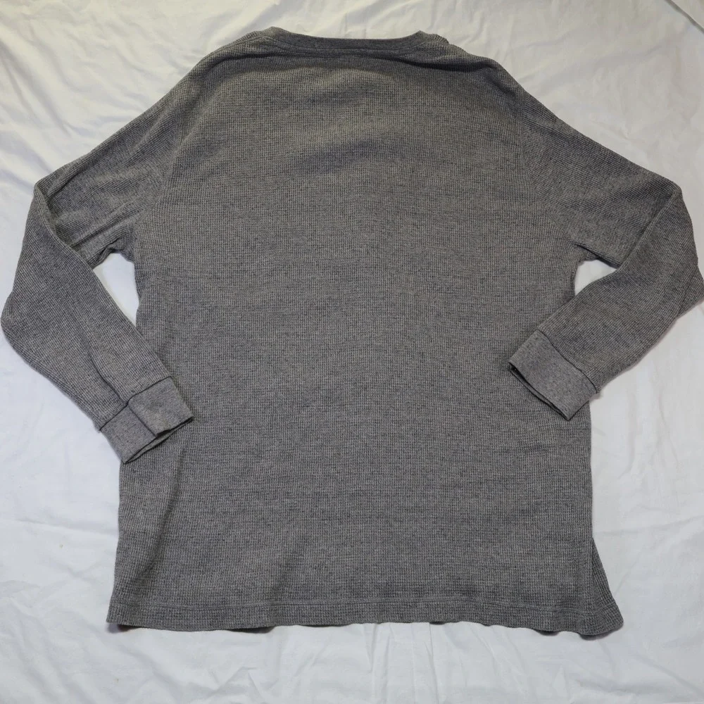 Polo Ralph Lauren Mens 3XLT Grey Waffle Knit Thermal Long Sleeve Shirt Pony Logo